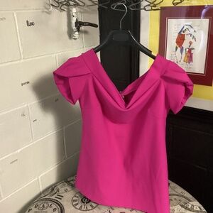 Chiara Boni Women’s  FUSHIA. SHORT  Sleeve  Blouse New NWT retail $395sz10🩷🩷🩷